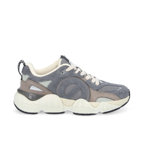NO NAME Zapatillas De Piel Krazee Runner Combinadas Con Malla Reciclada Y Suela Gráfica Ultraligera Gris