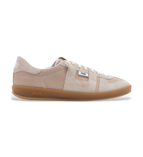 P448 Zapatillas De Piel Monza Beige