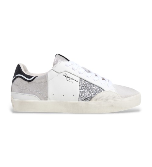 Pepe Jeans Zapatillas De Piel Lane Blanco, Plateado