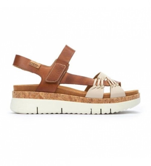 Pikolinos Sandalias De Piel Palma Marrón -Altura Cuña 4.5CM-