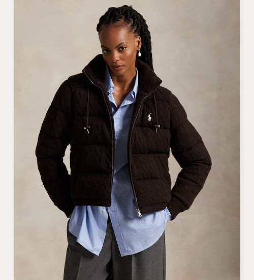 Comprare Polo Ralph Lauren Cappotto in maglia marrone a trecce