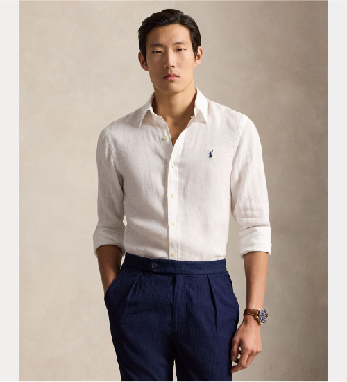 Comprare Polo Ralph Lauren Camicia bianca in lino slim fit