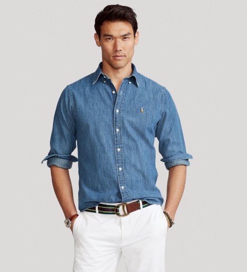Polo Ralph Lauren — Chemise en denim bleu Custom Fit