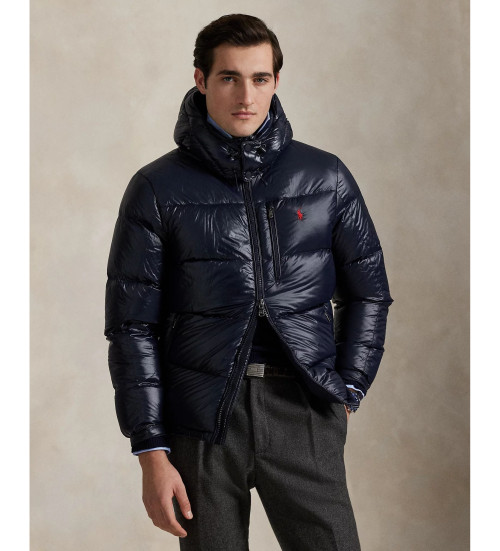 Buy Polo Ralph Lauren Gorham shiny navy down jacket
