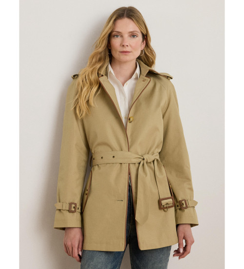 Kaufen Lauren Ralph Lauren Beigefarbener Trenchcoat mit Kunstfellbesatz