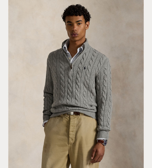 Polo Ralph Lauren — Jersey de coton en jersey gris écru