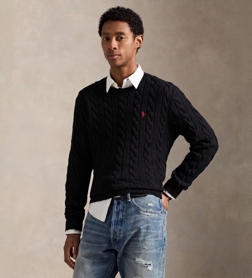 Polo Ralph Lauren — Pull en coton en jersey noir écru