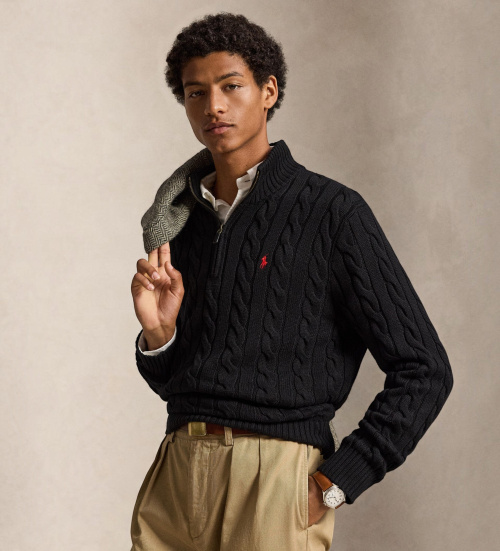 Polo Ralph Lauren — Pull en coton en jersey noir écru