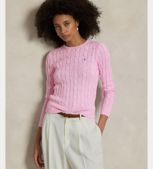 Comprar Polo Ralph Lauren Camisola de algod�o rosa em malha de oitos