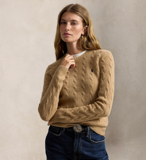 Polo Ralph Lauren Brązowy sweter z wełny i kaszmiru