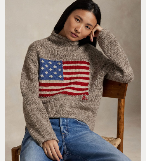 Buy Polo Ralph Lauren Wool blend jumper with brown flag
