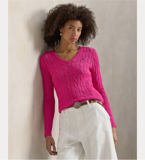 Comprare Polo Ralph Lauren Maglione in cotone lavorato a maglia rosa