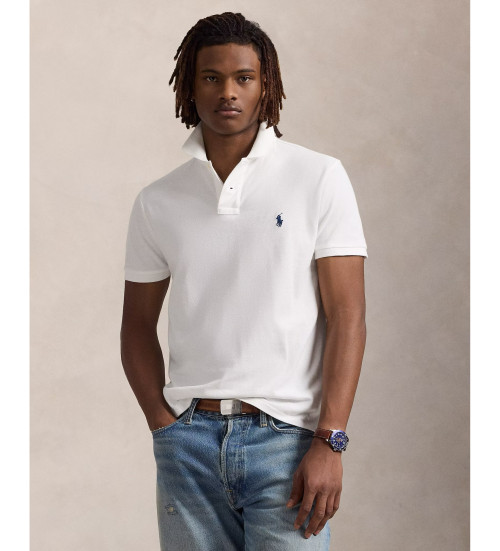 Buy Polo Ralph Lauren Custom Fit white piqu polo shirt