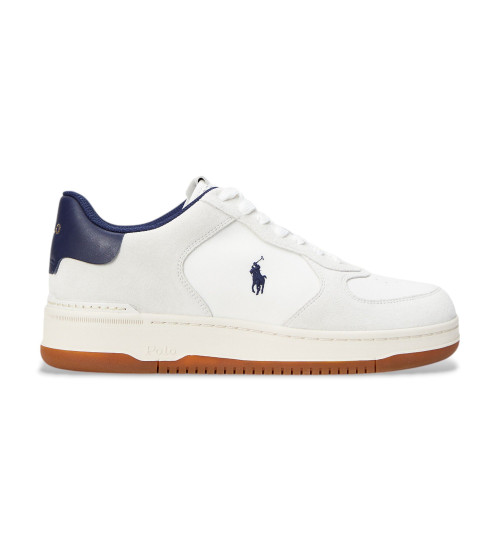 Buy Polo Ralph Lauren Masters Court Leather Sneakers with white suede