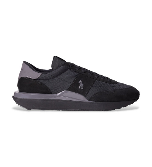 Buy Polo Ralph Lauren Train 89 leather trainers in nubuck and oxford black