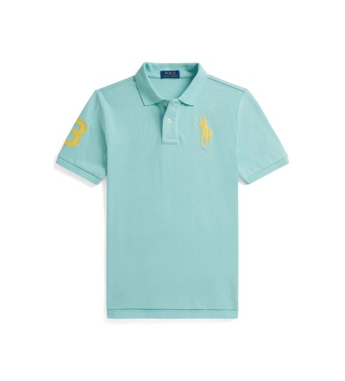 Buy Polo Ralph Lauren Cotton piqu� polo shirt with turquoise Big Pony