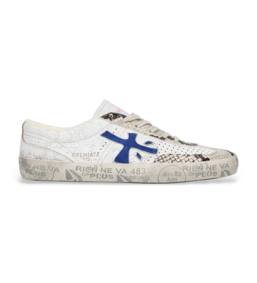 Premiata Zapatillas Davidd De Piel Blanco, Azul