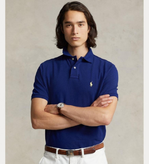 Kup Polo Ralph Lauren Niebieska koszulka polo piqué o kroju slim fit