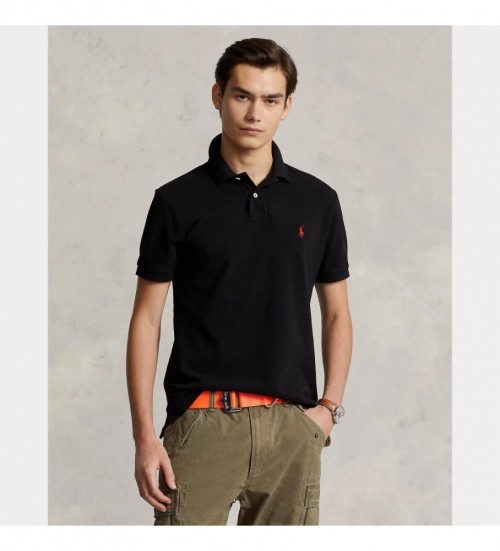 Buy Polo Ralph Lauren Slim fit pique polo shirt black