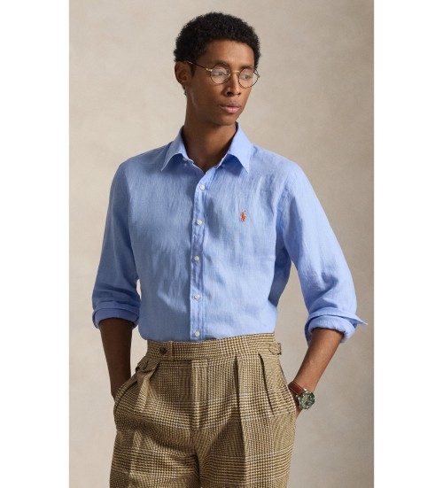 Comprar Polo Ralph Lauren Camisa de linho de ajuste personalizado azul