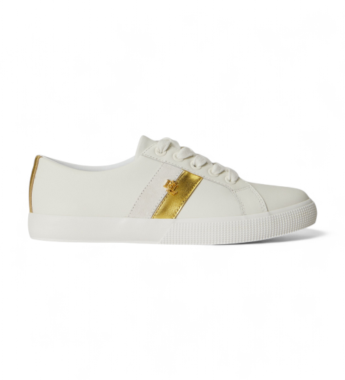 Lauren Ralph Lauren Deportiva Janson Ii De Piel Y Metalizado Blanco Roto