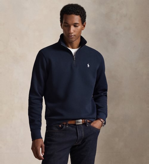 Buy Polo Ralph Lauren Double knitted jumper with short navy zip