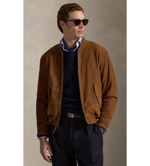 K�b Polo Ralph Lauren Aviatorjakke i brunt ruskind