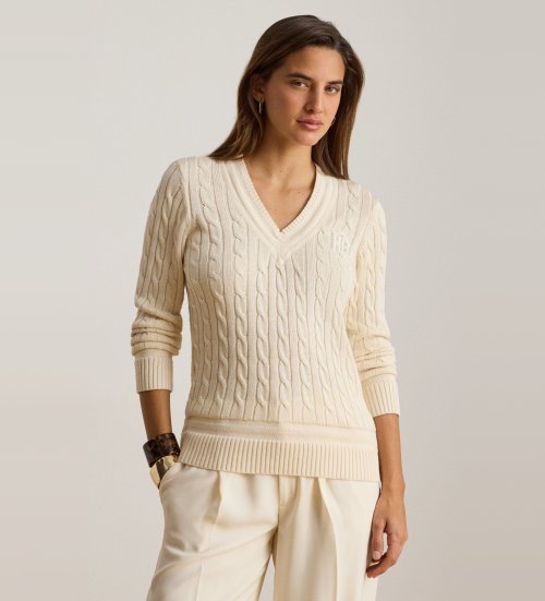 Lauren Ralph Lauren Strikket cricket-trøje i beige eights