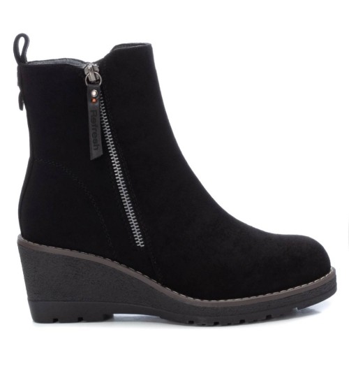 Refresh Botines Antelina Negro -Altura Cuña 6CM-