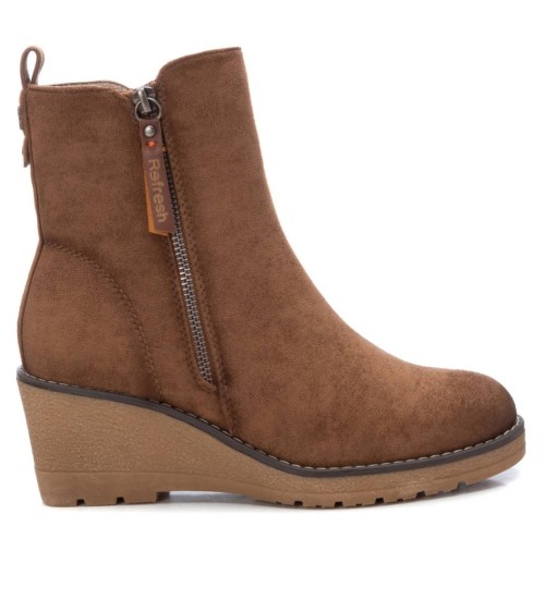 Refresh Botines Antelina Marrón -Altura Cuña 6CM-