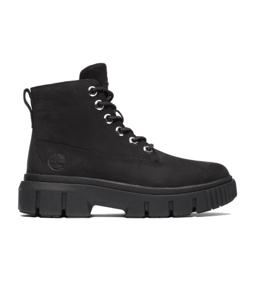 Timberland Botas De Piel De Media Caña Con Cordones Field Negro