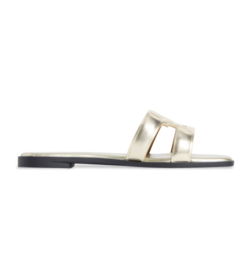 Tommy Hilfiger Mules Metalizados De Piel Dorado