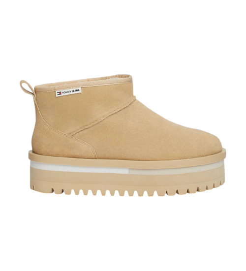 Tommy Jeans Botines De Piel Con Forro C�lido Beige