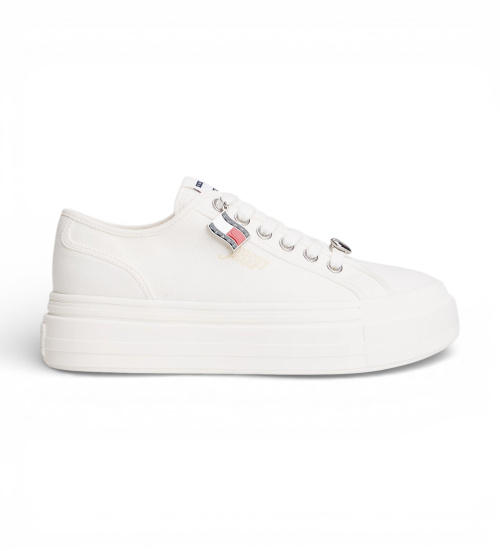 Tommy Jeans Zapatillas De Lona Con Plataforma Y Colgantes Blanco