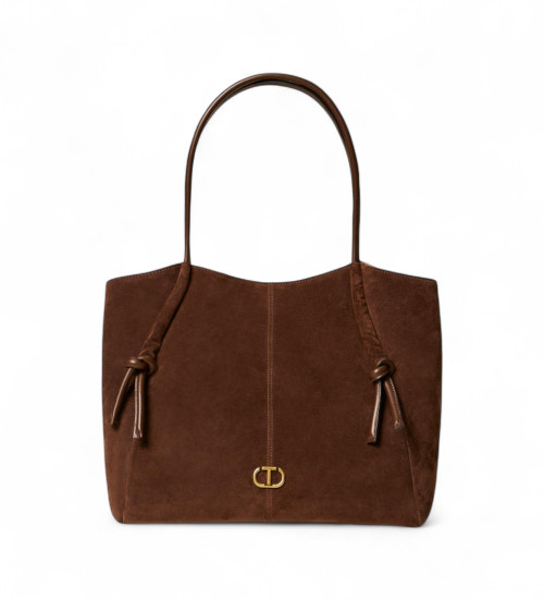 Comprar Twinset Saco de compras em camura castanha com ns