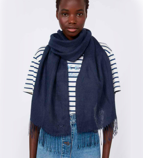 Sciarpa Bandana Unisex Blu Navy Kushi, 20x70 Cm, In Viscosa Leggera, Nuovo Con Etichetta