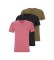 BOSS Pacote de 3 T-shirts RN 3P Classic preto, verde, rosa