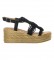 Mustang Casual Frida black sandals -height wedge+platform: 7cm