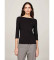 Kaufen Tommy Hilfiger Schwarzes T-Shirt mit schmalem Bootsausschnitt