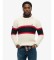 Buy Superdry Beige Cotton Cable Knit Striped Sweater