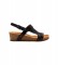 Art Leather sandals I Live black -Height 4,5cm wedge