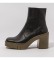 Art Dark green leather ankle boots -heel height: 9cm