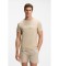 Acheter BOSS T-shirt en jersey de coton avec logo imprimé beige