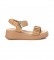 Carmela Leather sandals 068625 beige -Height cua 5 cm