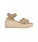 Chika10 Leather Sandals New Bonita 02 beige -Height 7cm wedge