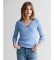 Acheter Gant Pull en coton extensible bleu avec col à pointes en maille côtelée