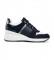 GEOX Sneakers Zosma in pelle blu navy -Altezza zeppa: 6 cm-