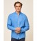 Hackett London Camicia in lino slim P fit blu scuro