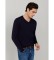 Buy Hackett London Cotton Silk V Neck Sweater navy