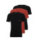 HUGO Lot de 3 T-shirts noir, rouge